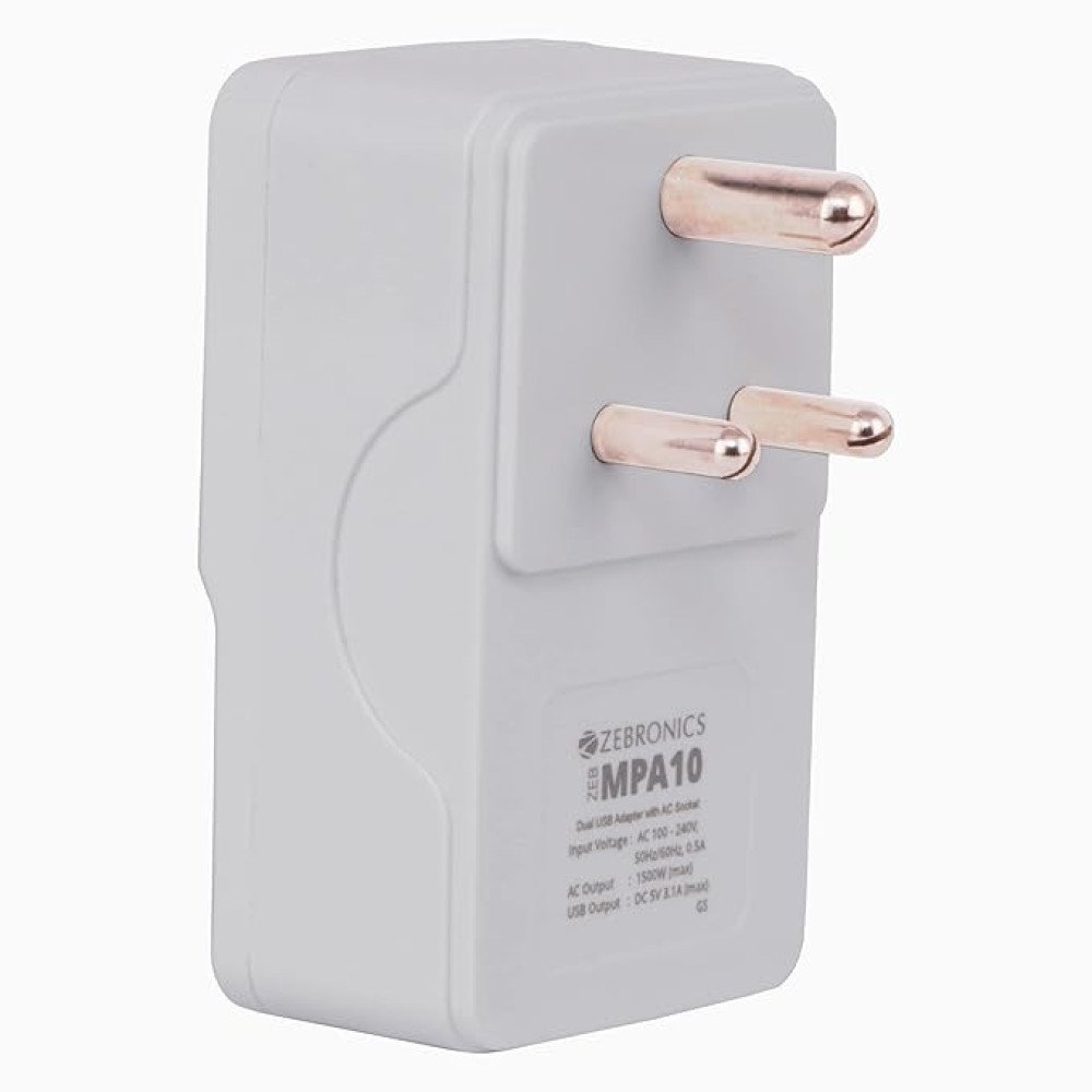 ZEBRONICS Dual USB Adapter With AC Socket