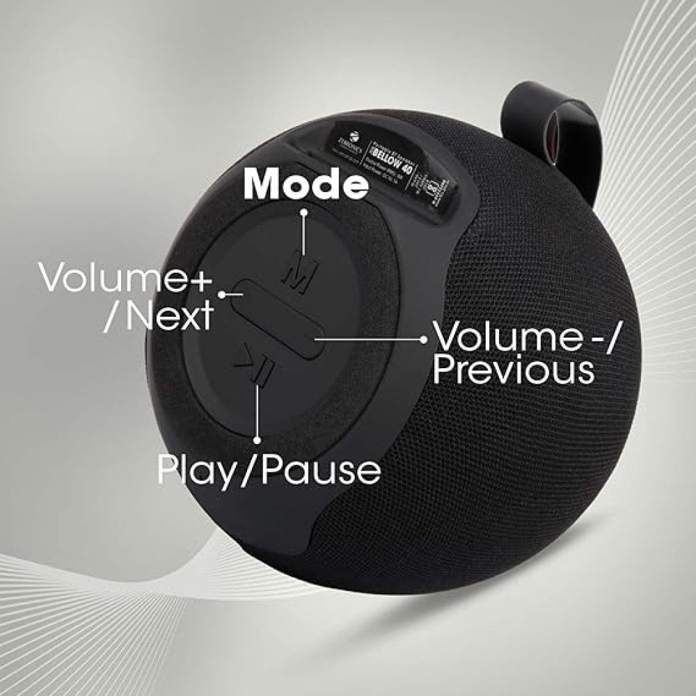 Zebronics Zeb-Bellow 40 Wireless Bluetooth v5.0 Fabric Finish 8W (Black)