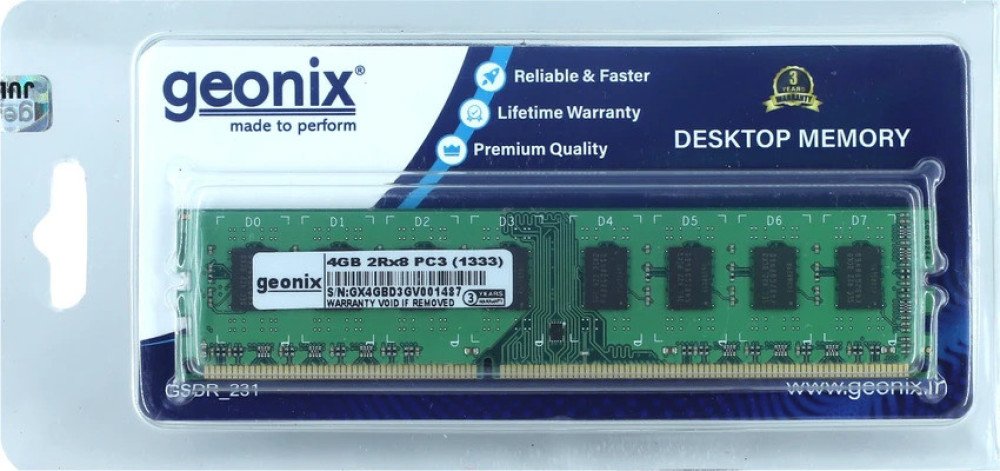 Geonix 8GB DDR3 | Desktop Ram for Standard & Gaming PC Comes with 3years Warranty