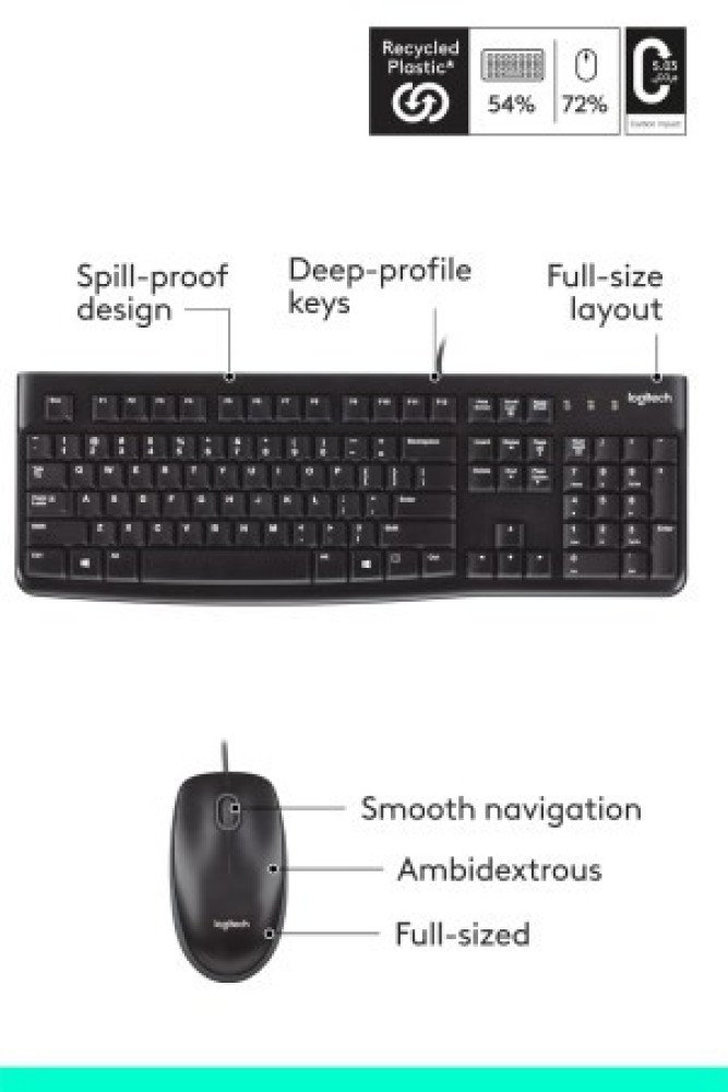 Logitech MK120 Wired USB Keyboard and Mouse